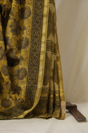 Olive Green HBP Cotton Silk Saree With Chanderi Border - SROGCSS1596
