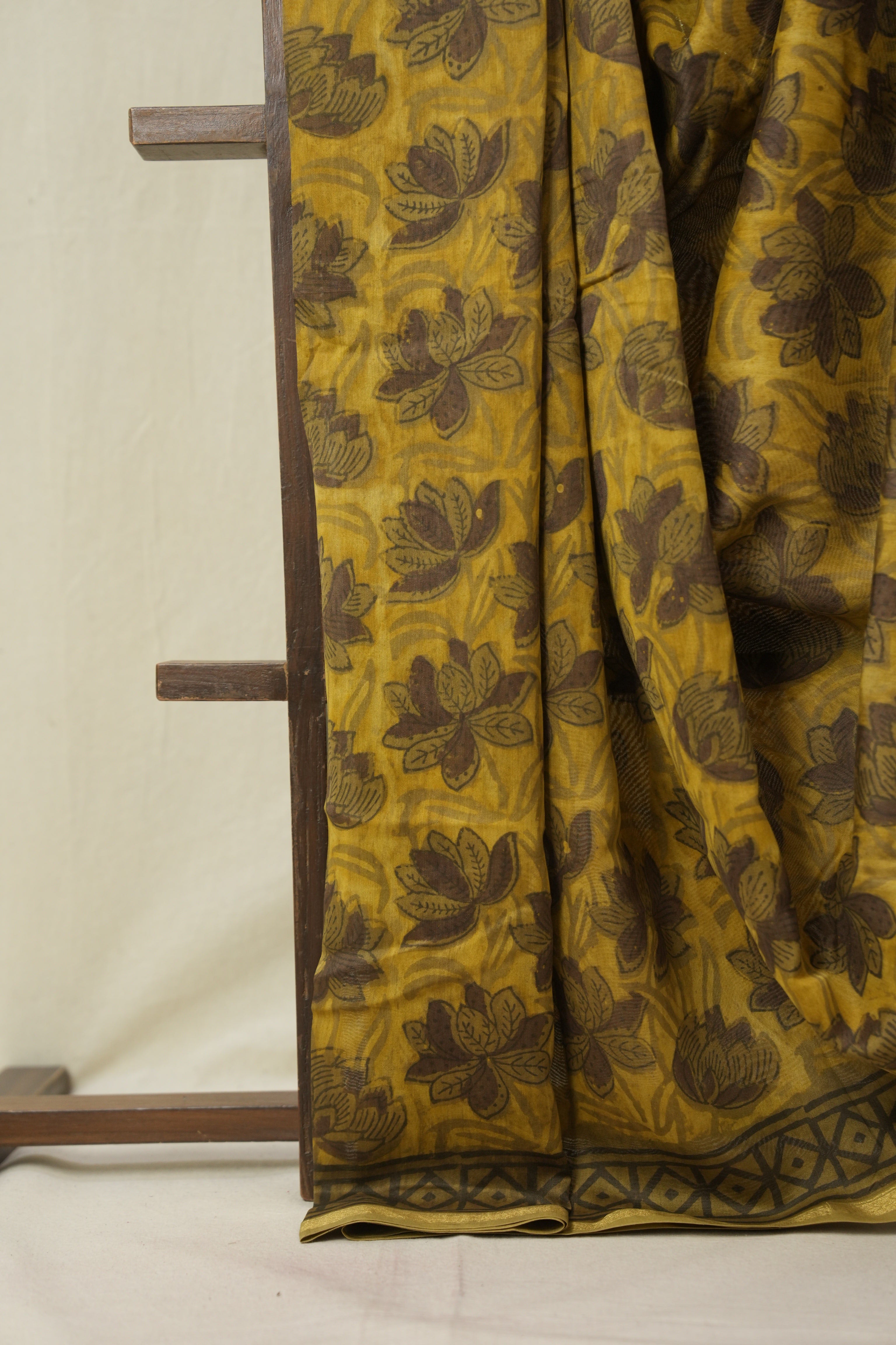 Olive Green HBP Cotton Silk Saree With Chanderi Border - SROGCSS1596