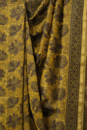 Olive Green HBP Cotton Silk Saree With Chanderi Border - SROGCSS1596