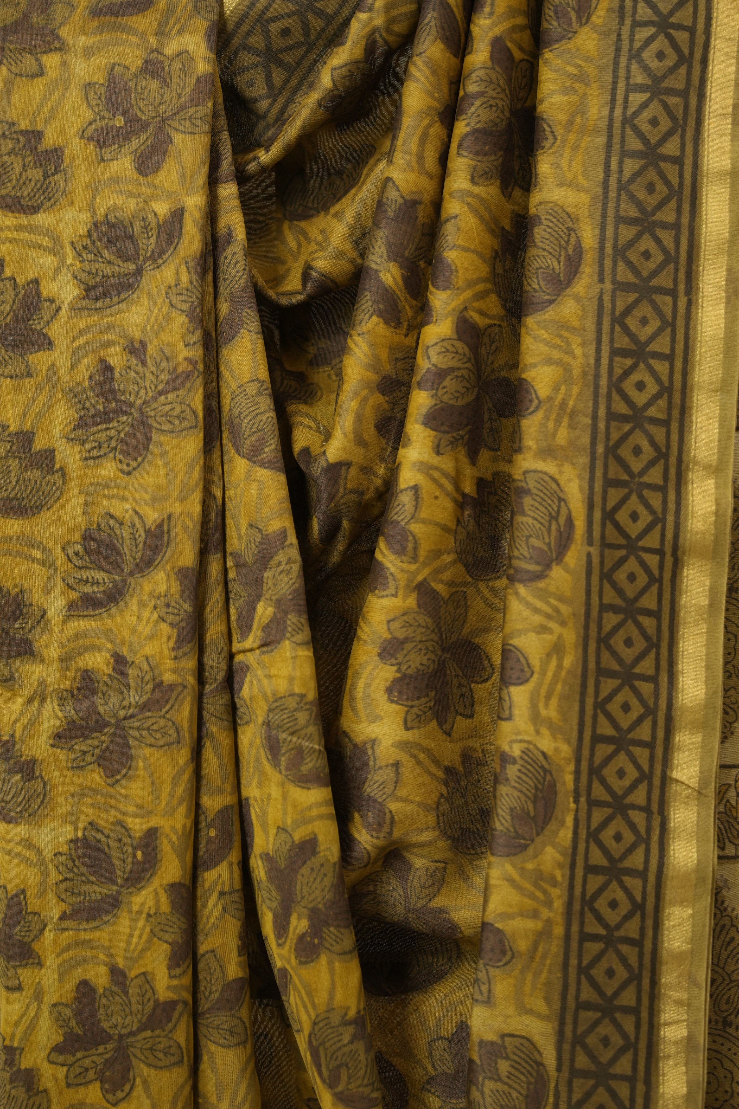 Olive Green HBP Cotton Silk Saree With Chanderi Border - SROGCSS1596