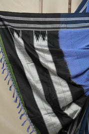 Blue Checks Cotton Ilkal Saree with Gaytri Border - SRBCCIS763
