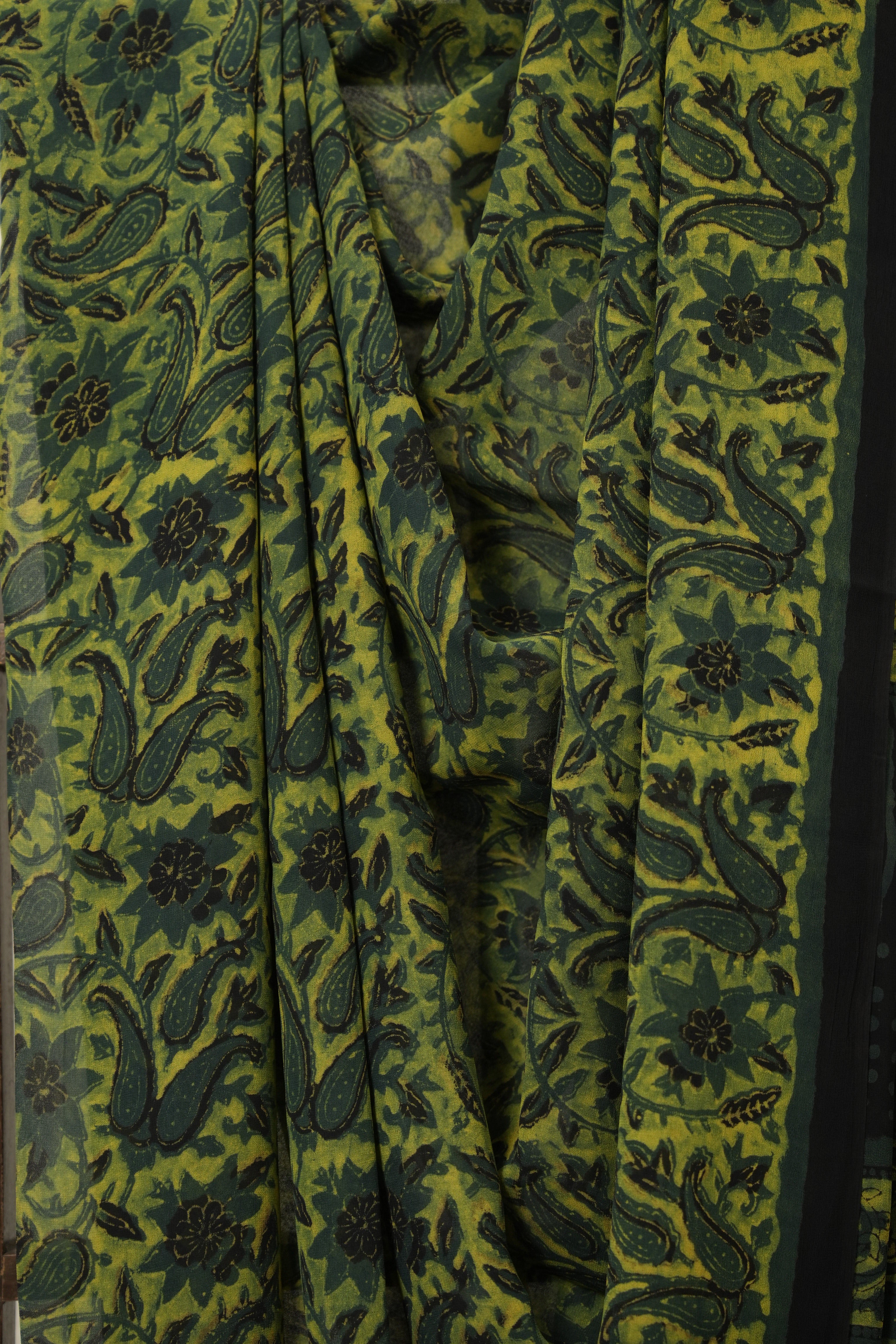 Green Yellow HBP Georgette Vanaspati Saree - SRGYHGS22