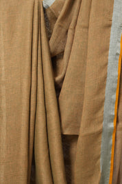 Two Tone Green-Brown Plain Linen Saree-SRTTGBPLS100