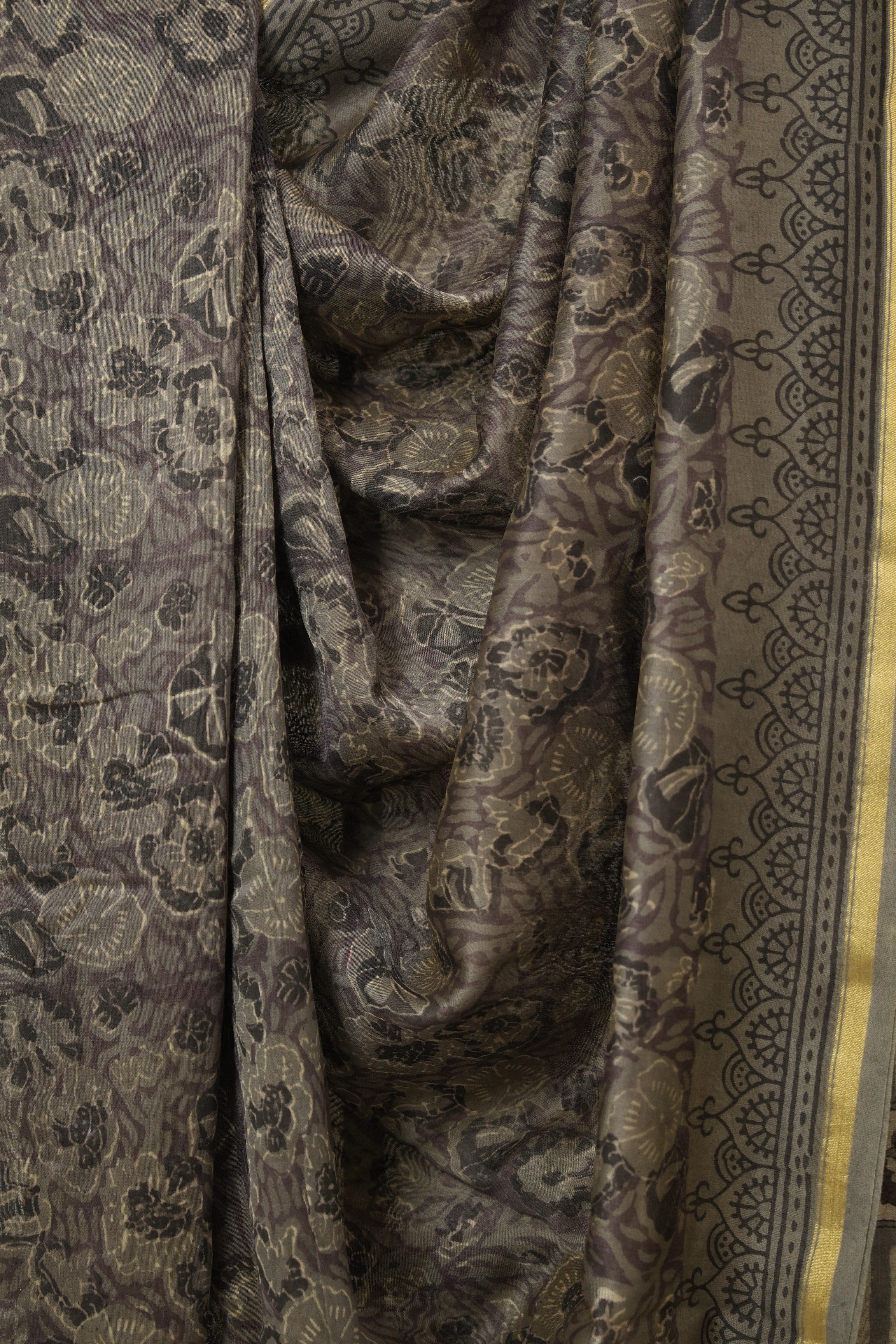 Grey HBP Cotton Silk Saree With Chanderi Border - SRGCSS1597
