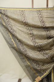 Grey HBP Cotton Silk Saree With Chanderi Border - SRGCSS1597