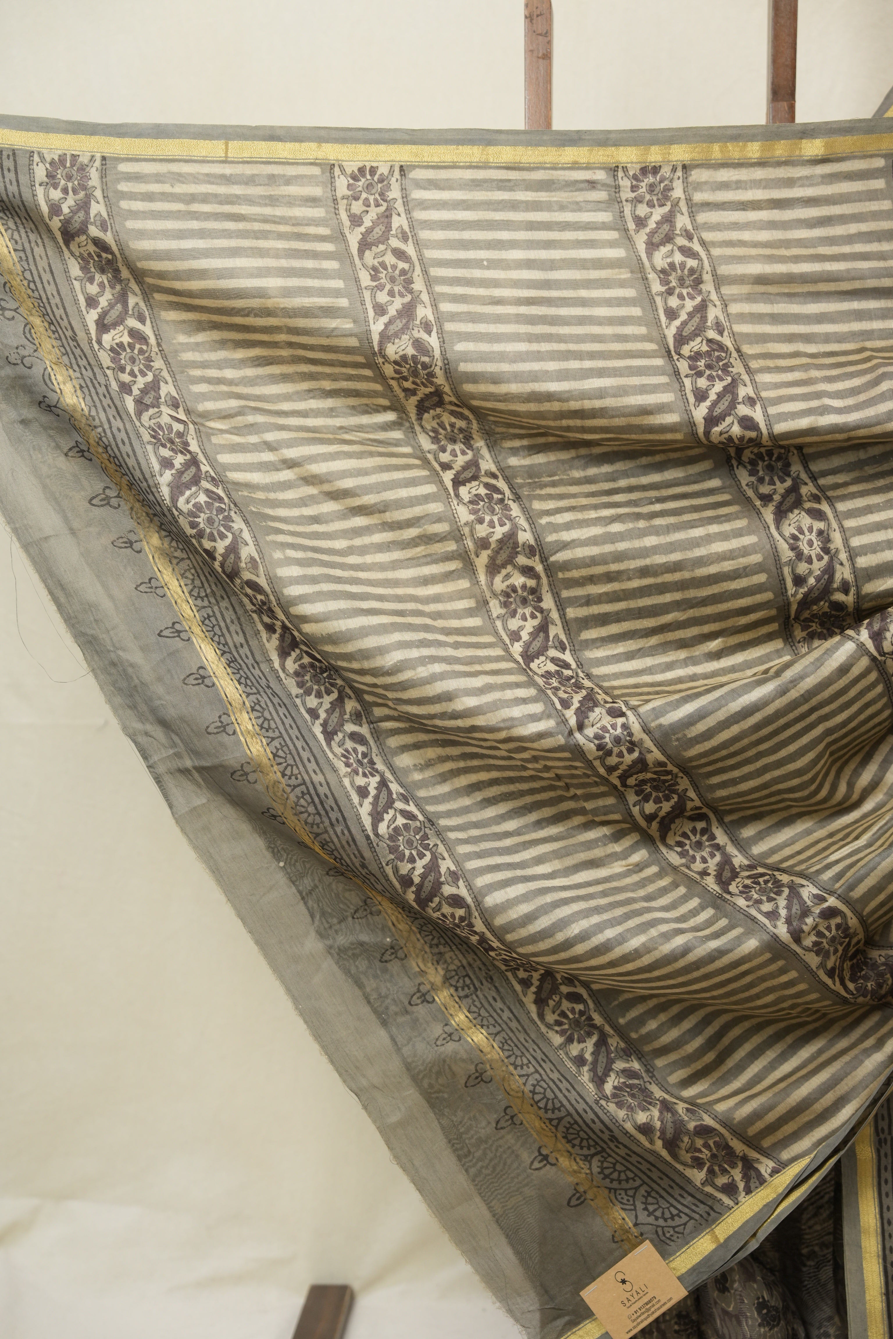Grey HBP Cotton Silk Saree With Chanderi Border - SRGCSS1597