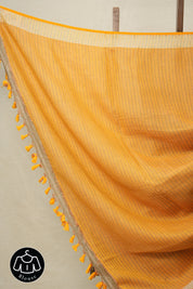 Two Tone Green-Brown Plain Linen Saree-SRTTGBPLS100