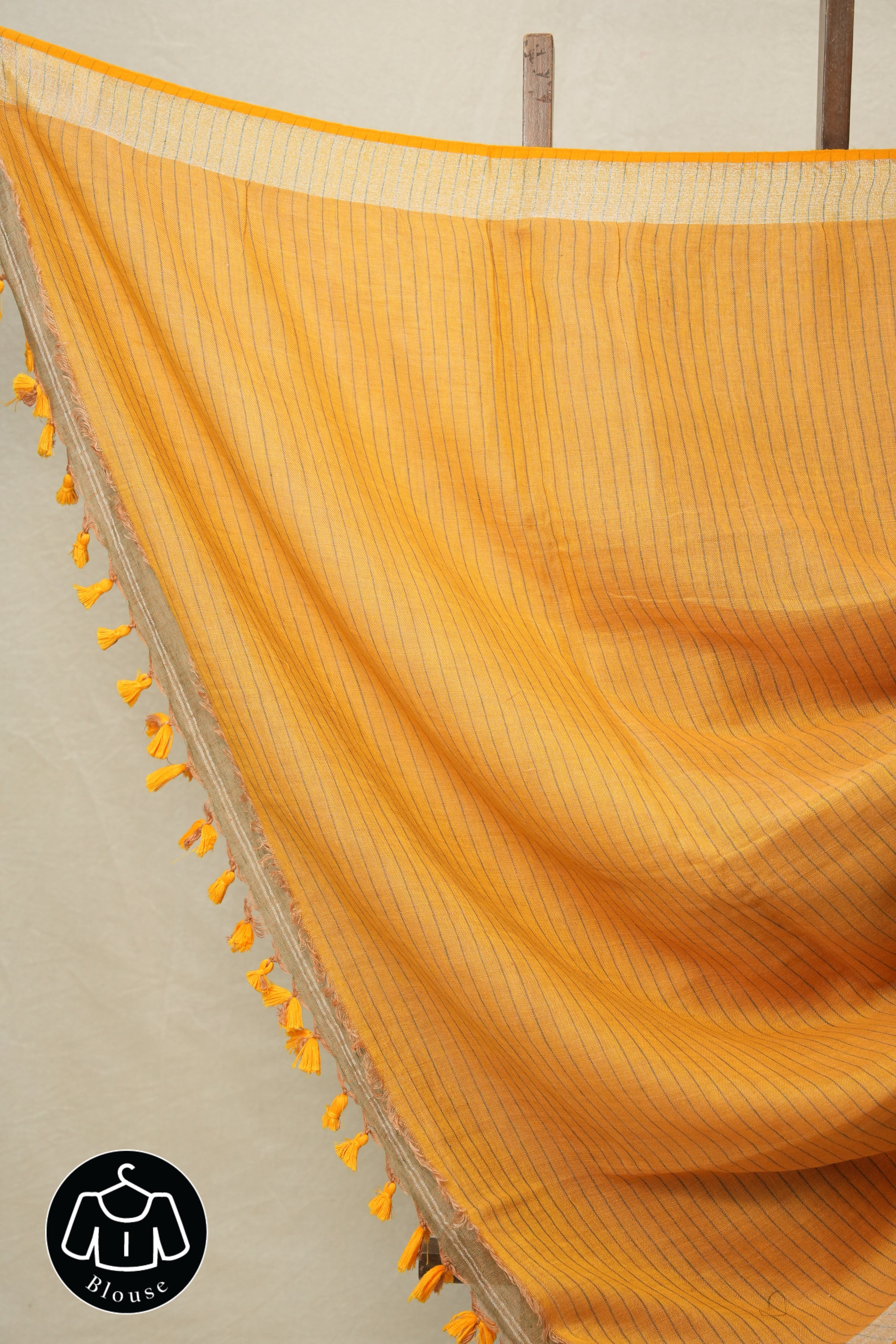 Two Tone Green-Brown Plain Linen Saree-SRTTGBPLS100