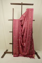 Pink Machine Embroidered Tussar Silk Saree - SRPMETSS1552