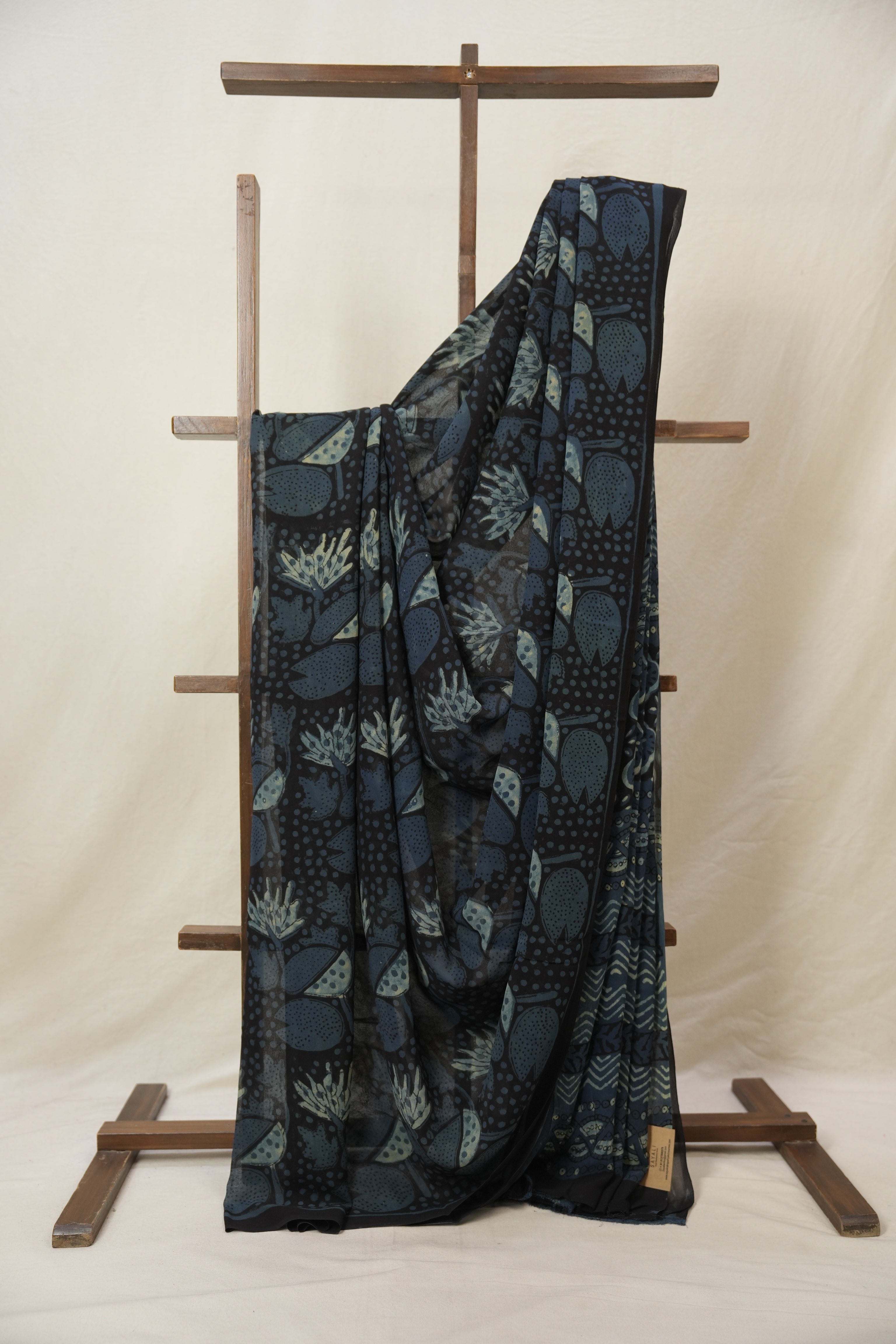Black Blue HBP Georgette Vanaspati Saree - SRBBHGS26