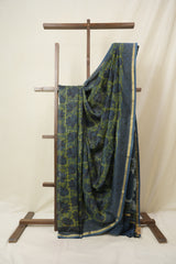 Blue Green HBP Cotton Silk Saree With Chanderi Border - SRBGBCSS1595