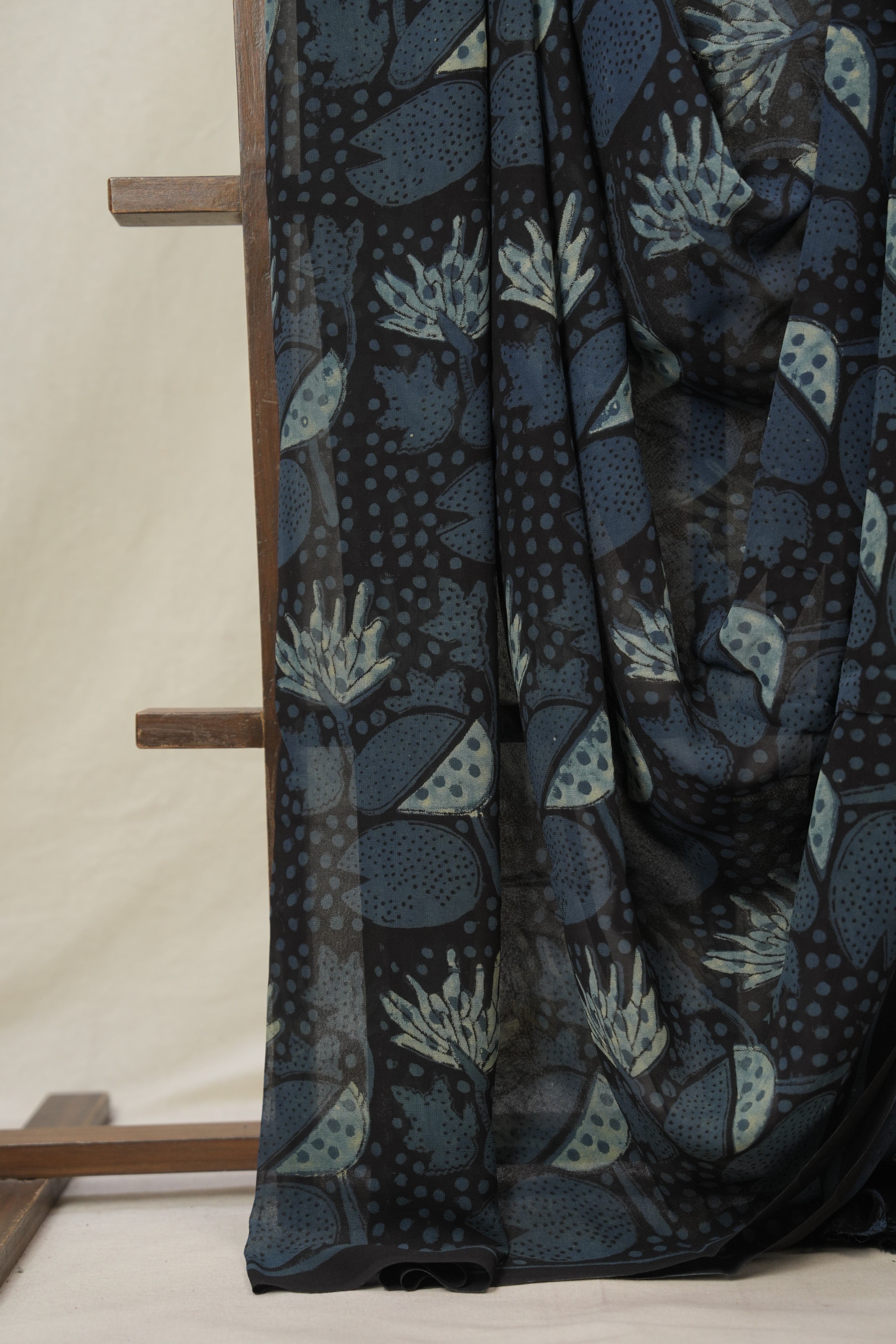 Black Blue HBP Georgette Vanaspati Saree - SRBBHGS26