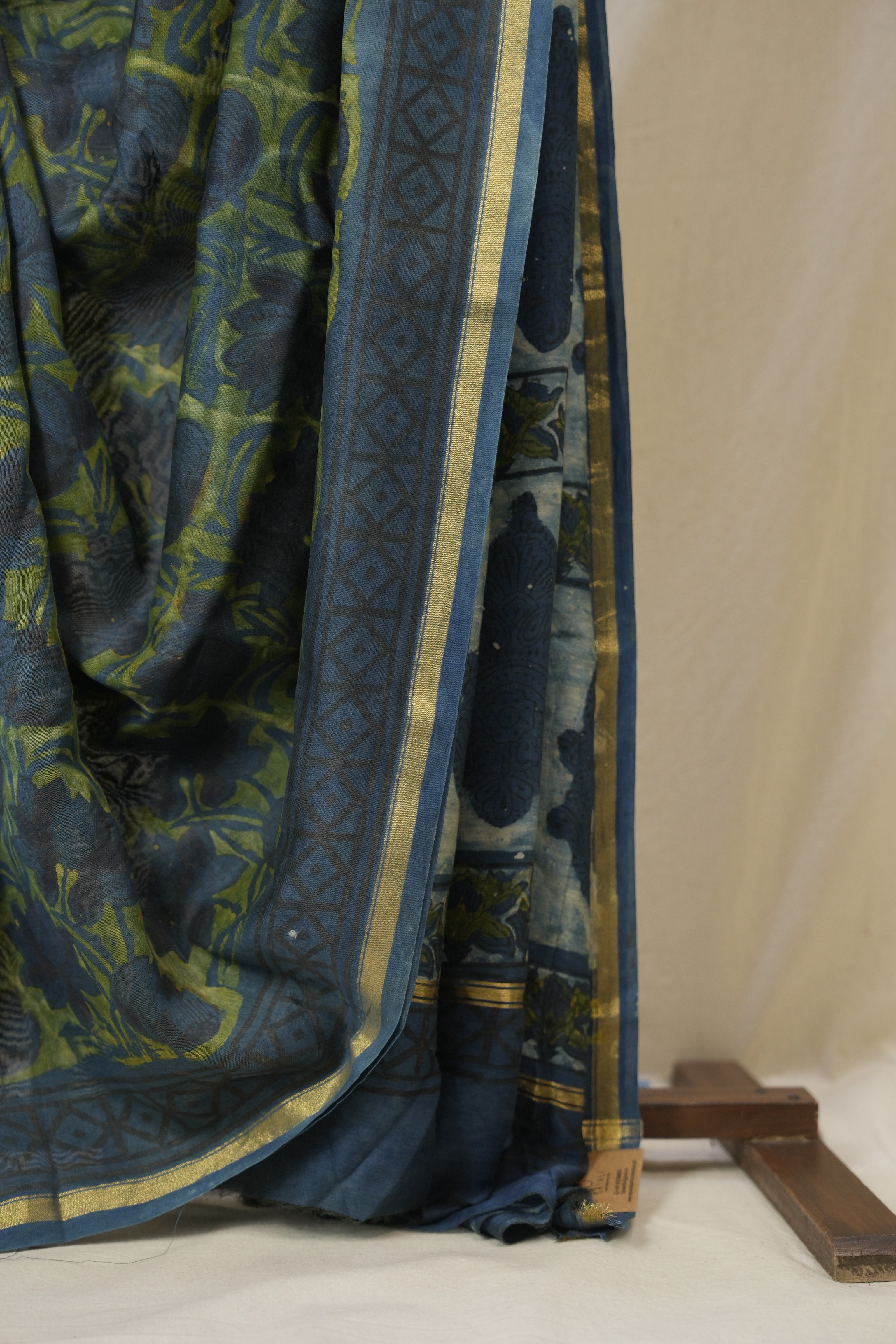 Blue Green HBP Cotton Silk Saree With Chanderi Border - SRBGBCSS1595