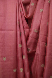 Pink Machine Embroidered Tussar Silk Saree - SRPMETSS1552