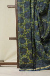 Blue Green HBP Cotton Silk Saree With Chanderi Border - SRBGBCSS1595