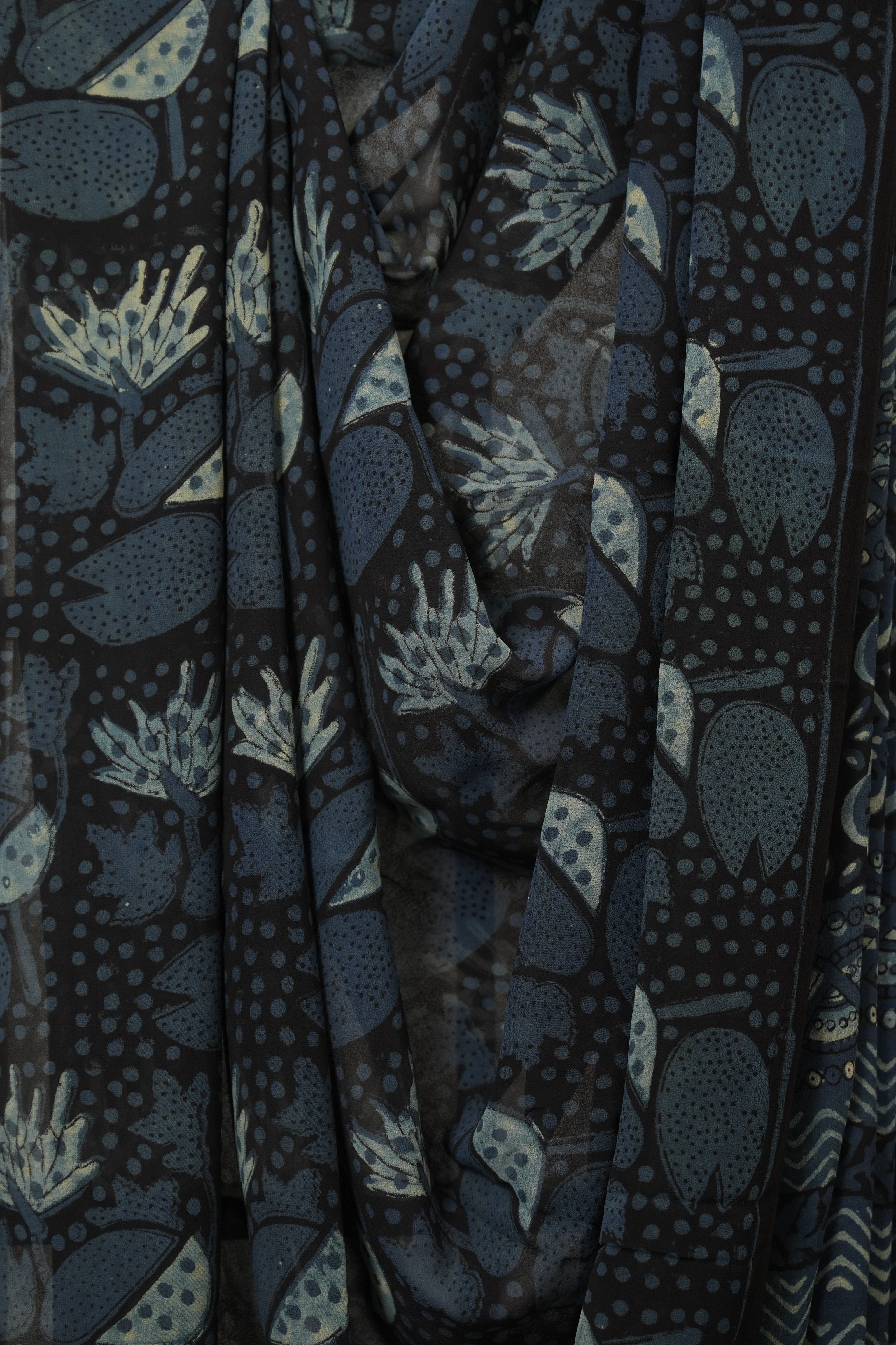 Black Blue HBP Georgette Vanaspati Saree - SRBBHGS26
