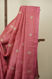 Pink Machine Embroidered Tussar Silk Saree - SRPMETSS1552