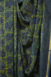 Blue Green HBP Cotton Silk Saree With Chanderi Border - SRBGBCSS1595