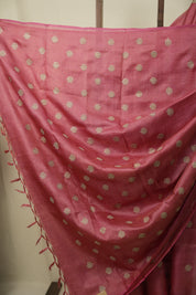 Pink Machine Embroidered Tussar Silk Saree - SRPMETSS1552