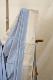 Dusty Blue Silk Maheshwari Saree -SRDBSMS131