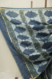 Blue Green HBP Cotton Silk Saree With Chanderi Border - SRBGBCSS1595