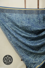 Blue Green HBP Cotton Silk Saree With Chanderi Border - SRBGBCSS1595