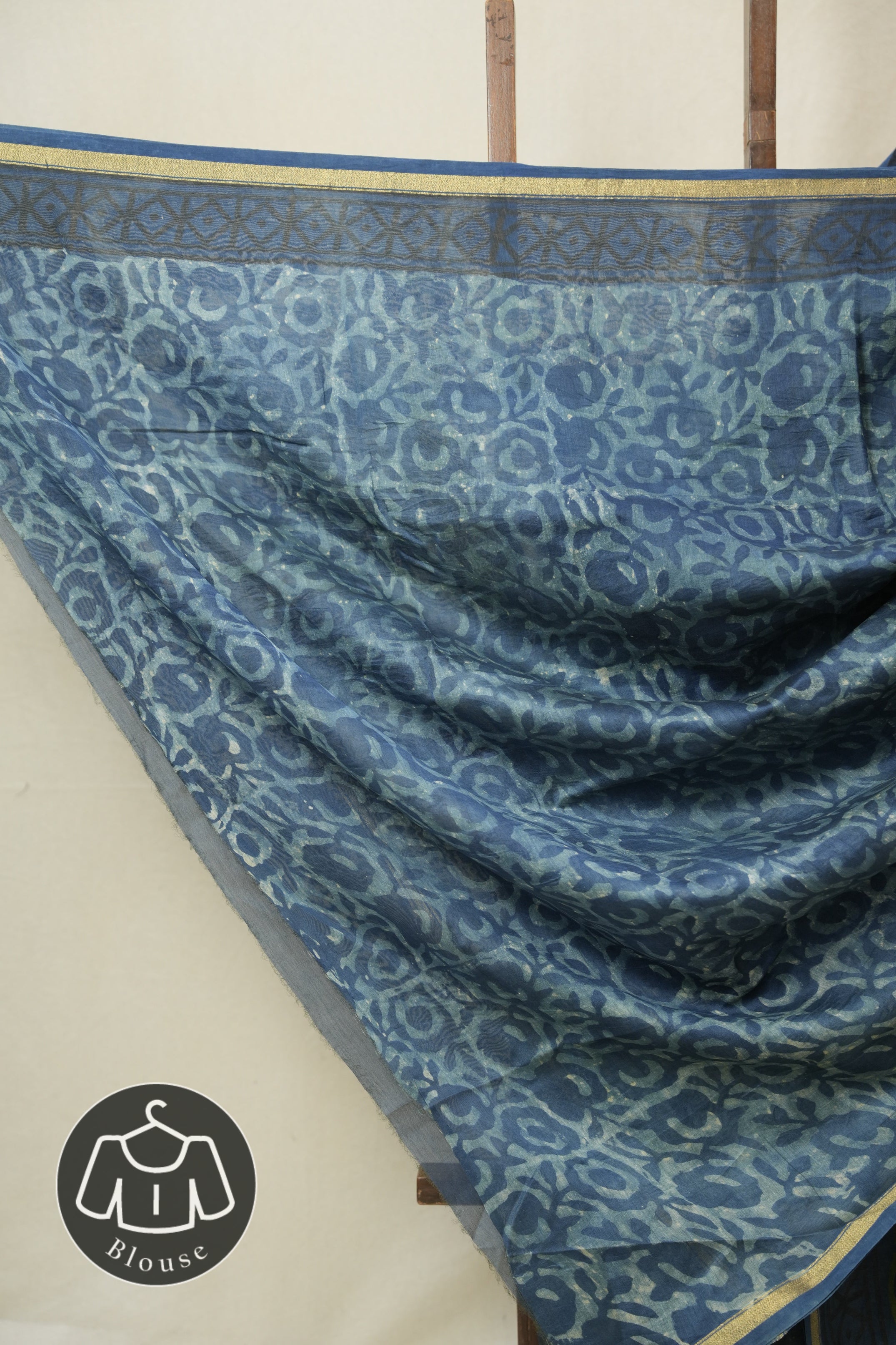 Blue Green HBP Cotton Silk Saree With Chanderi Border - SRBGBCSS1595
