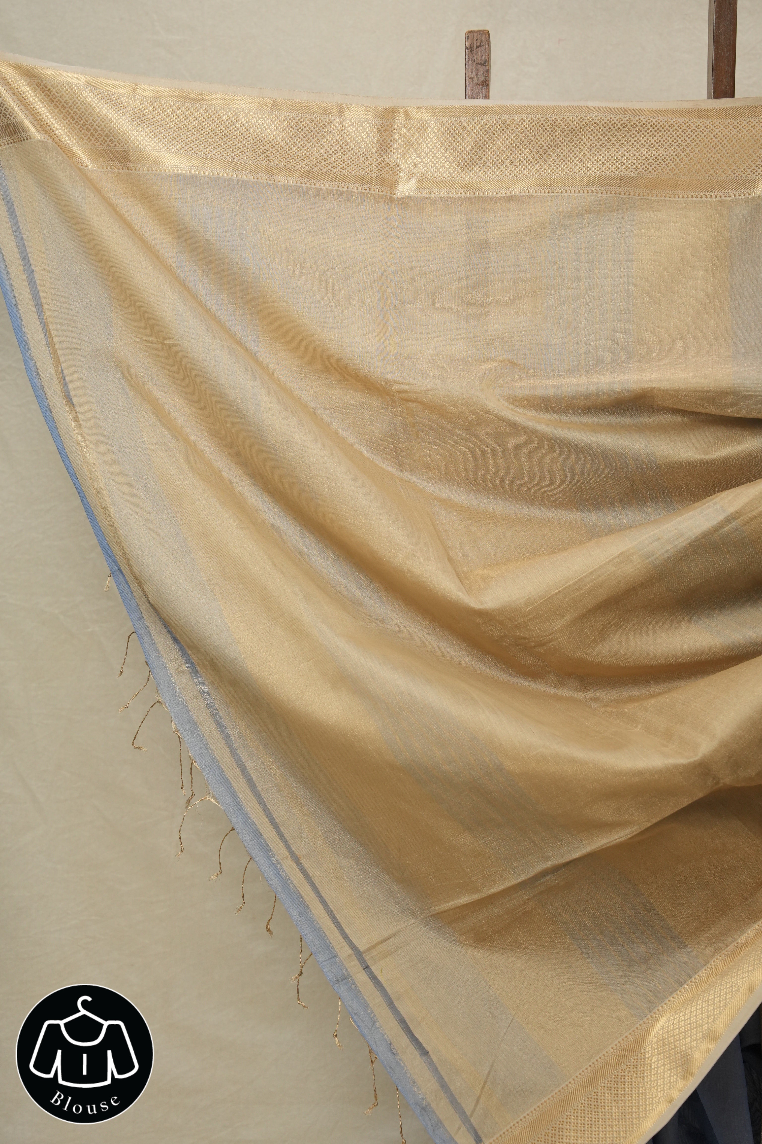 Dusty Blue Silk Maheshwari Saree -SRDBSMS131