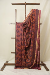 Maroon Brown HBP Cotton Silk Saree With Chanderi Border - SRMBBCSS1594