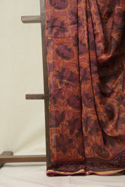 Maroon Brown HBP Cotton Silk Saree With Chanderi Border - SRMBBCSS1594