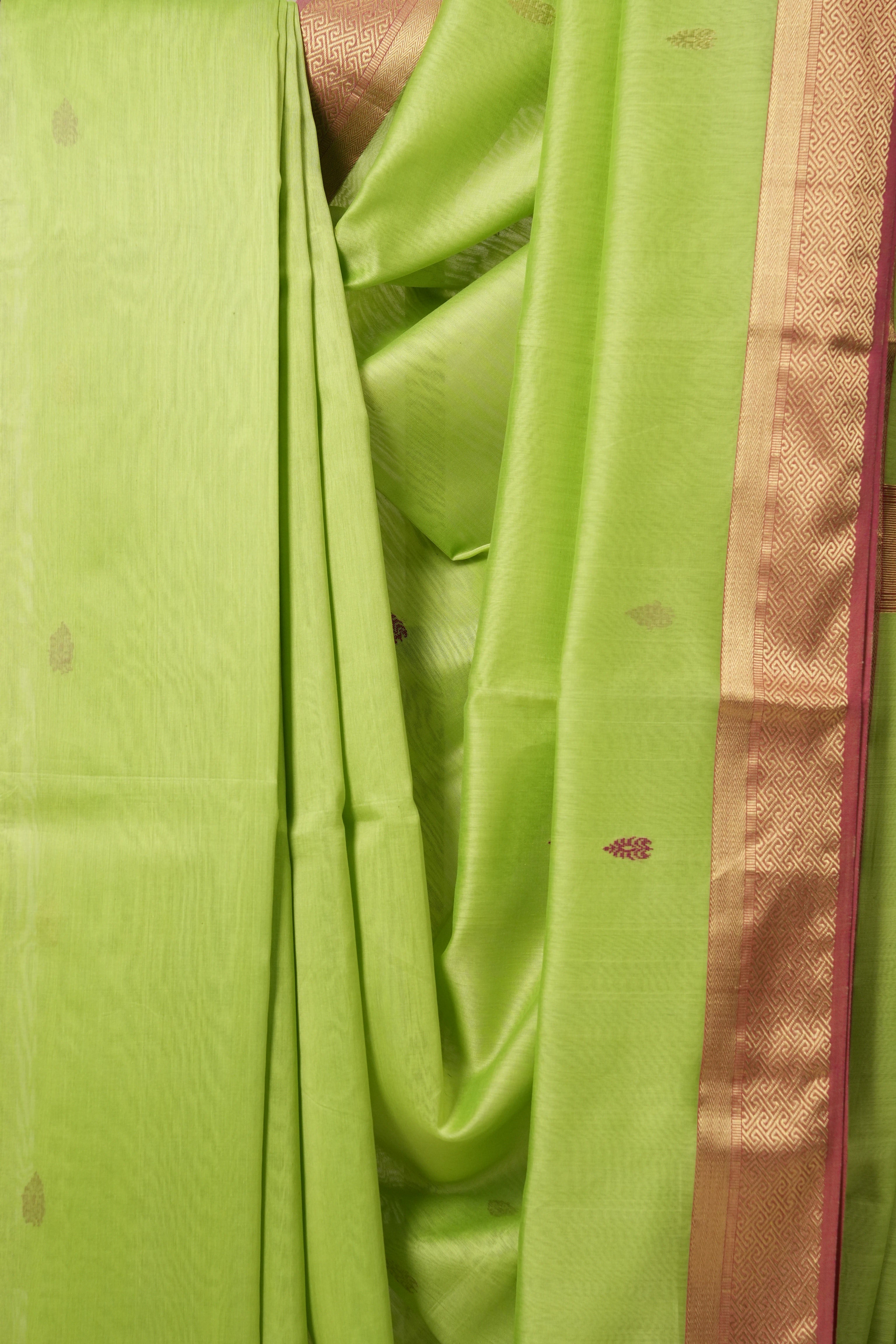 Parrot Green Maheshwari Saree - SRPGMS215EX