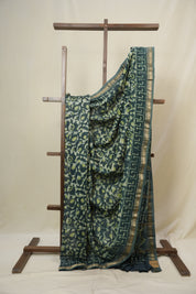 Green HBP Cotton Silk Saree With Maheshwari Border - SRGCSS1644