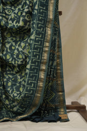 Green HBP Cotton Silk Saree With Maheshwari Border - SRGCSS1644