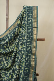 Green HBP Cotton Silk Saree With Maheshwari Border - SRGCSS1644