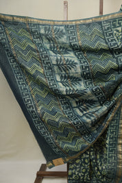 Green HBP Cotton Silk Saree With Maheshwari Border - SRGCSS1644
