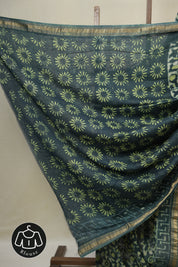 Green HBP Cotton Silk Saree With Maheshwari Border - SRGCSS1644
