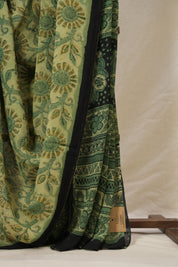 Green Cream HBP Georgette Vanaspati Saree - SRGCHGS23