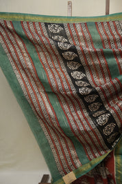 Black HBP Cotton Silk Saree With Maheshwari Border - SRBCSS1642