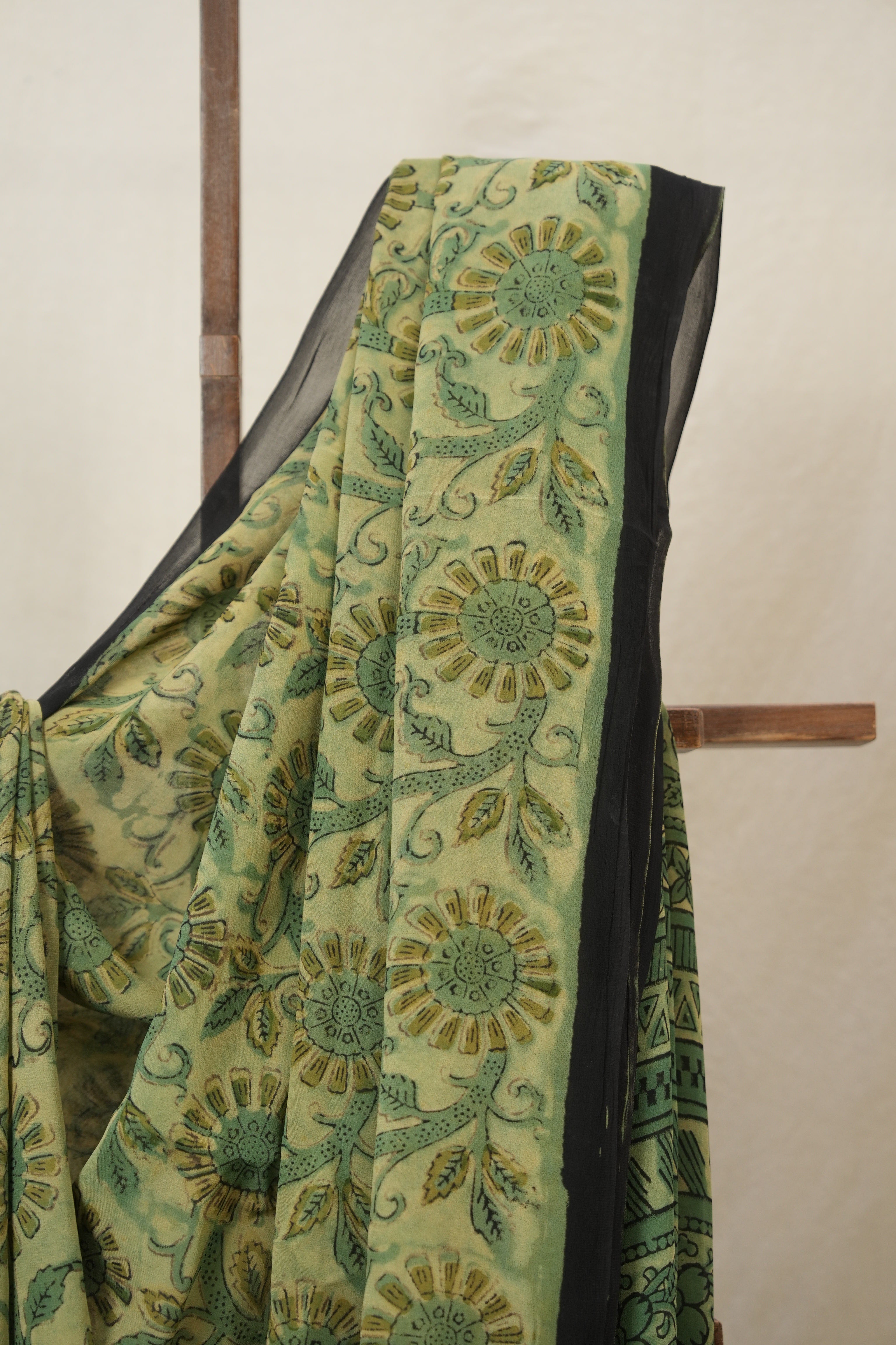 Green Cream HBP Georgette Vanaspati Saree - SRGCHGS23