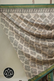 Black HBP Cotton Silk Saree With Maheshwari Border - SRBCSS1642