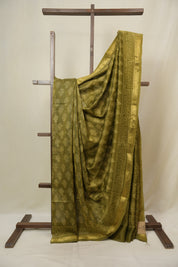 Green HBP Cotton Silk Saree With Maheshwari Border - SRGCSS1643