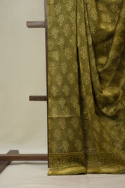 Green HBP Cotton Silk Saree With Maheshwari Border - SRGCSS1643