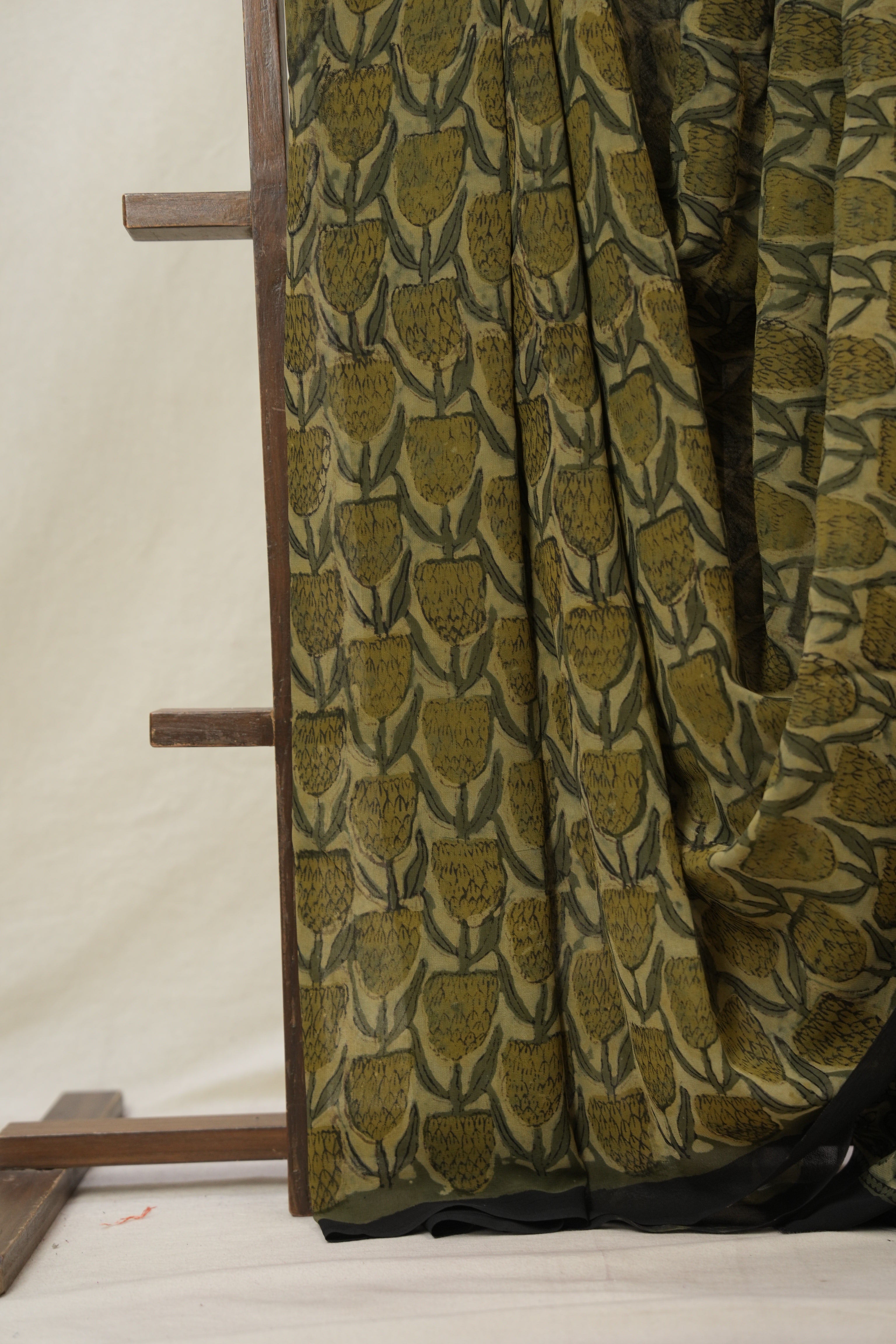 Light Olive HBP Georgette Vanaspati Saree - SRLOHGS28