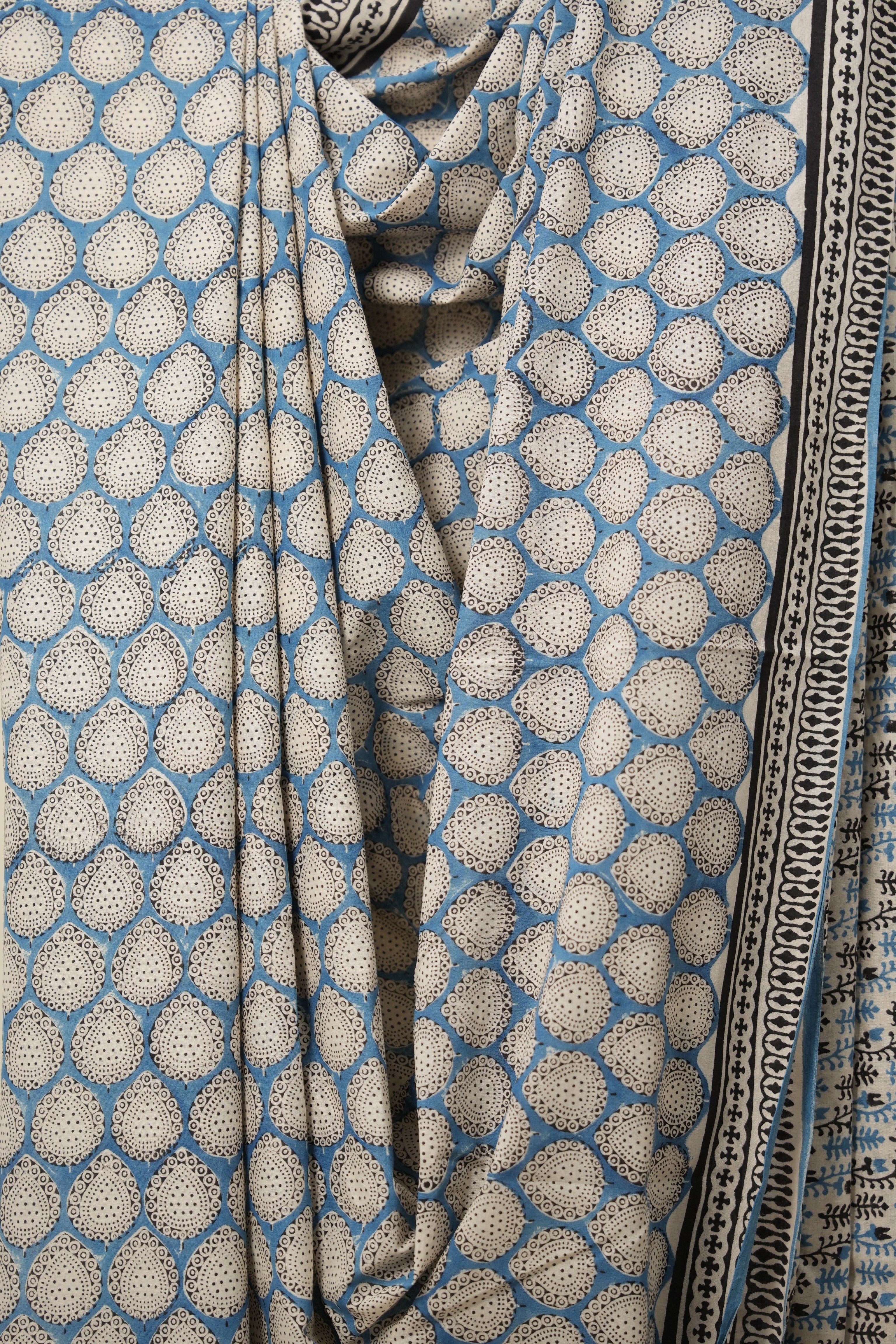 Sky Blue HBP Cotton Saree - SRSBCS2808