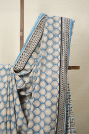 Sky Blue HBP Cotton Saree - SRSBCS2808