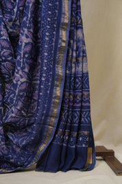 Blue HBP Cotton Silk Saree With Maheshwari Border - SRBCSS1639