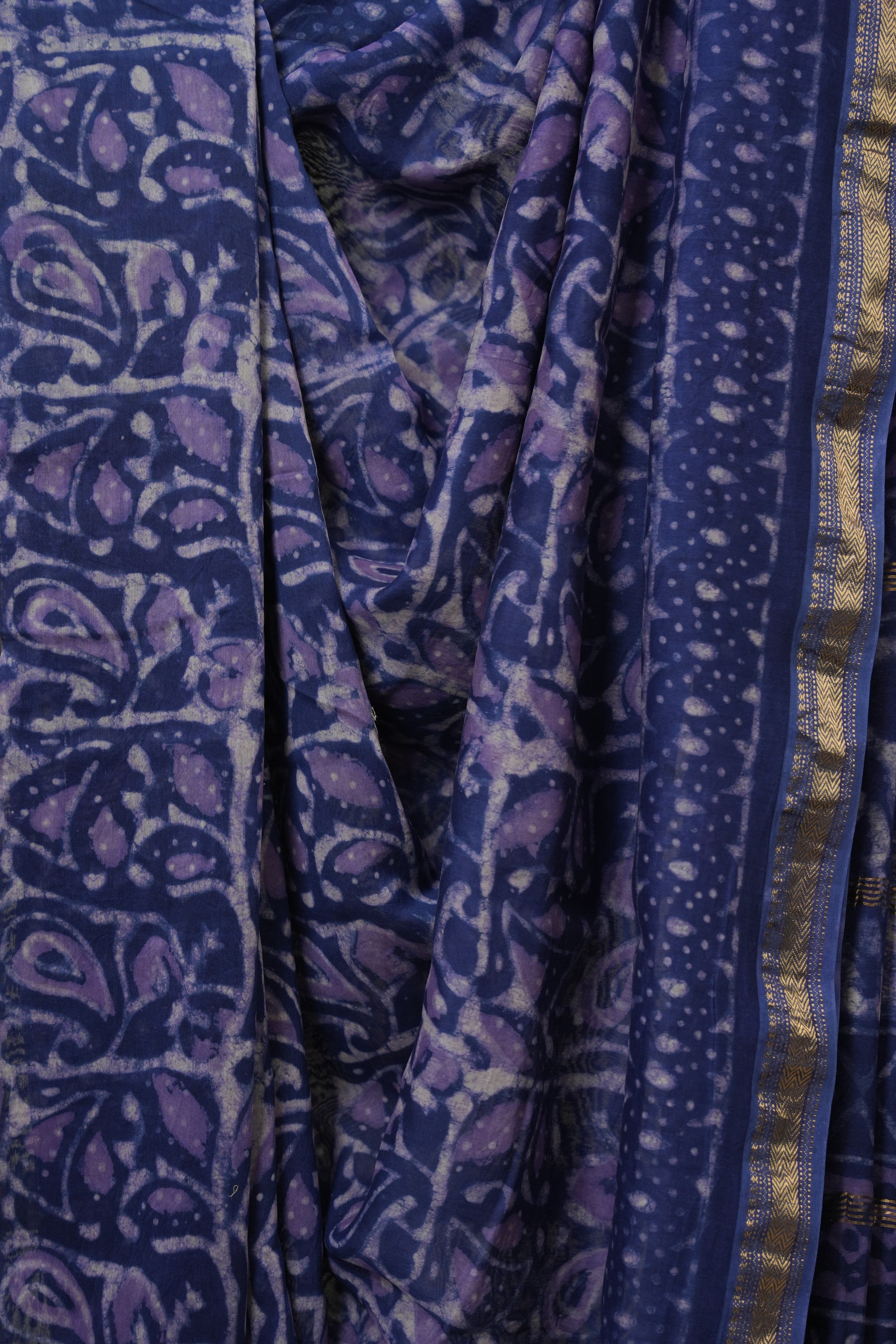 Blue HBP Cotton Silk Saree With Maheshwari Border - SRBCSS1639