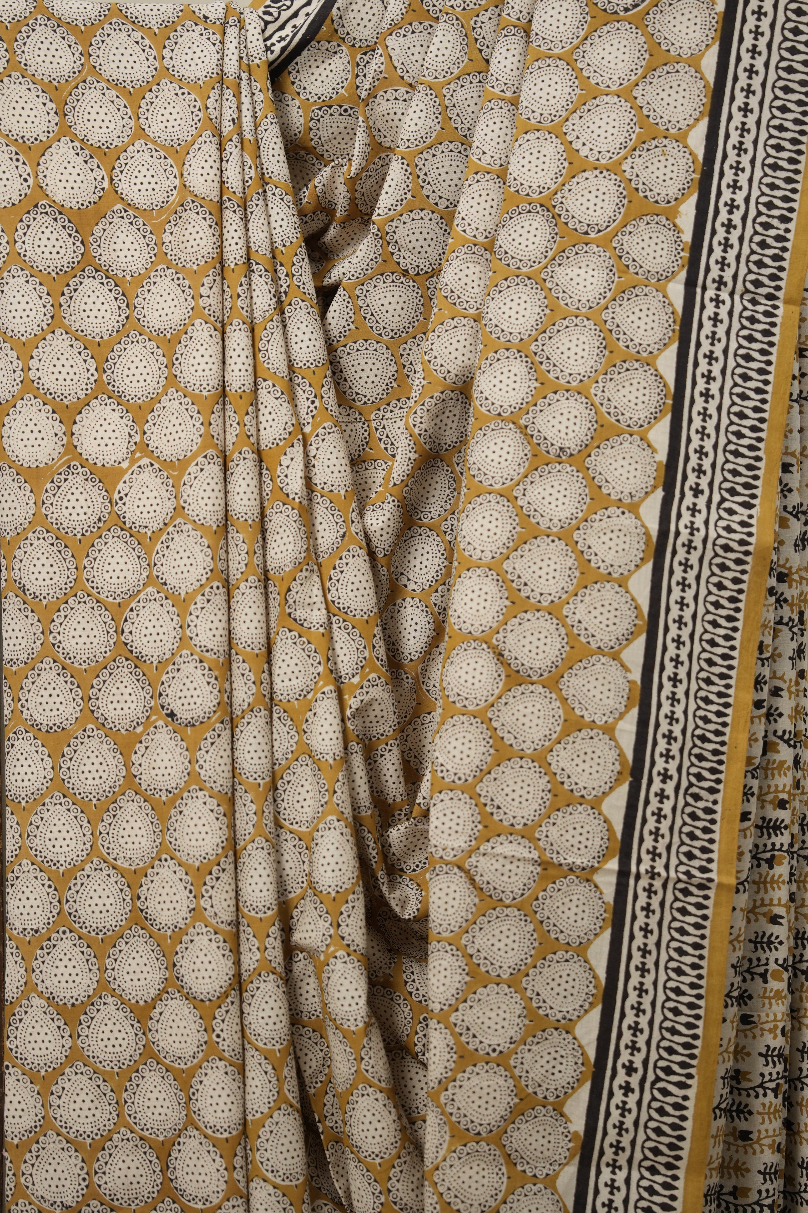 Olive Green HBP Cotton Saree - SROGCS2812