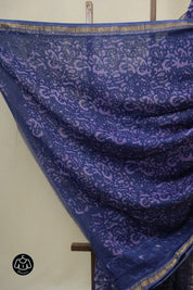 Blue HBP Cotton Silk Saree With Maheshwari Border - SRBCSS1639