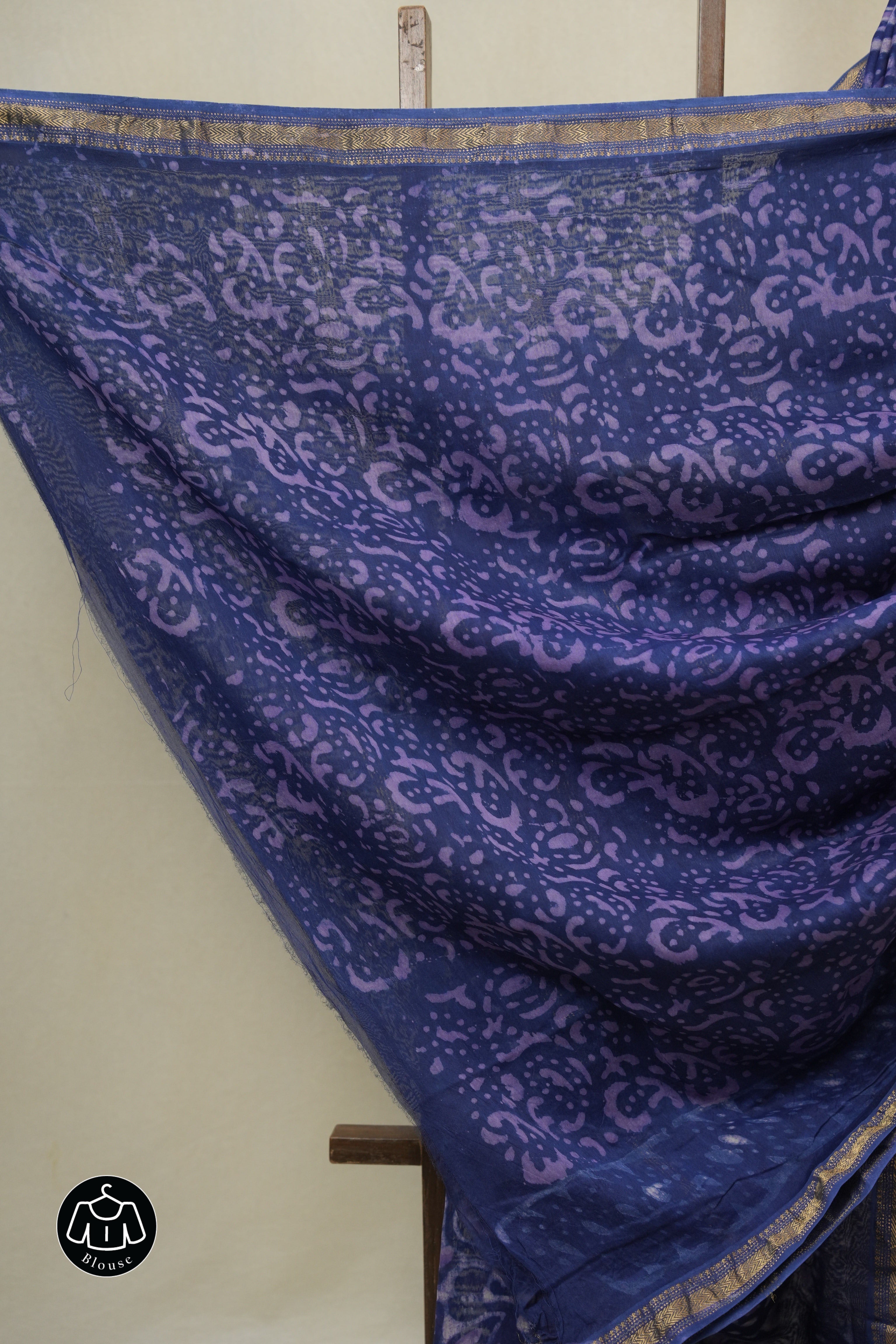 Blue HBP Cotton Silk Saree With Maheshwari Border - SRBCSS1639